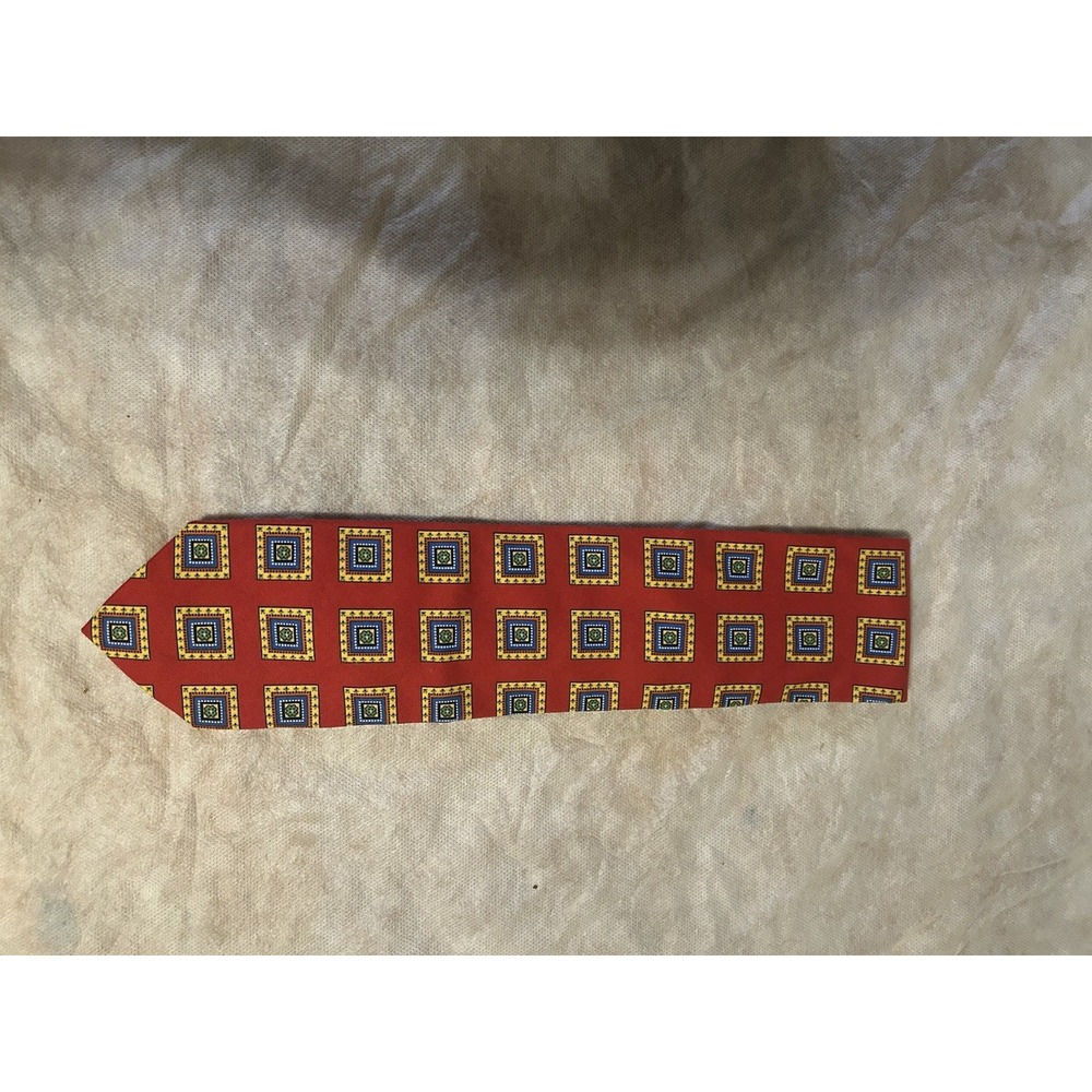 Vera Bradley Mens‎ Silk Tie Red Geometric Medallion Vintage Casual Dress Necktie